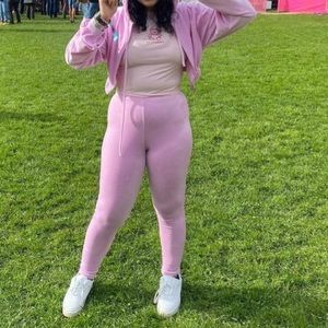 velvet pink sweatsuit